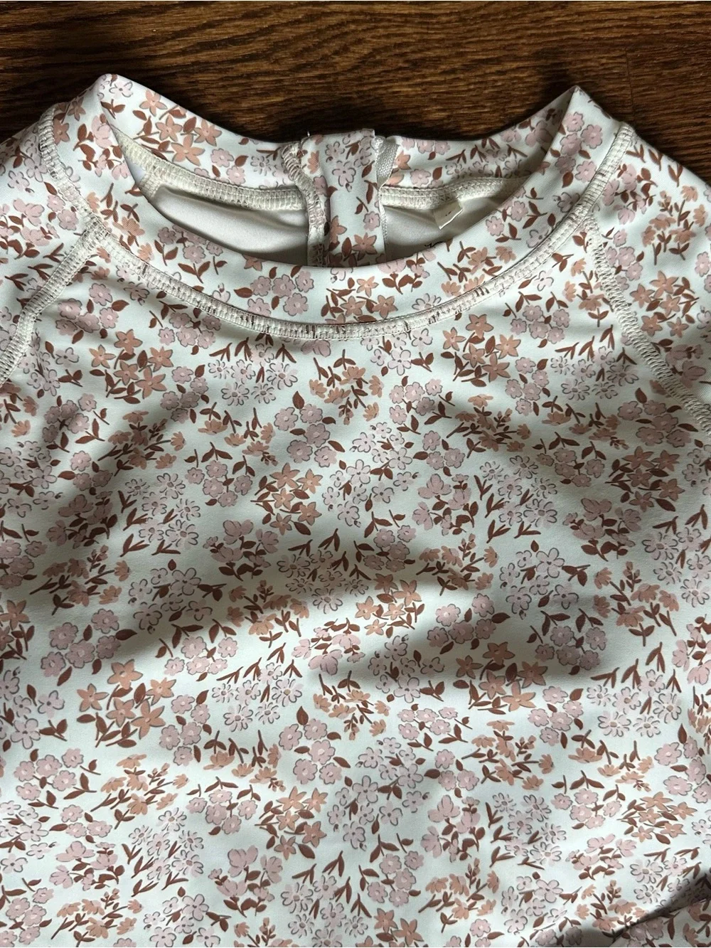 Rylee + Cru Long Sleeve Floral One-Piece in Light Pink and Cream